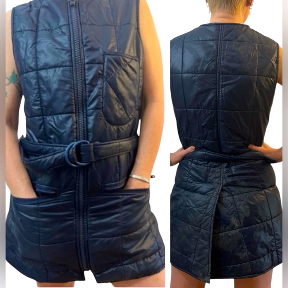 1960’s 1970’s Rare Ultra Mini Puffer Ski Dress or Long Vest in Macy, Snow Bunny! - Picture 2 of 7